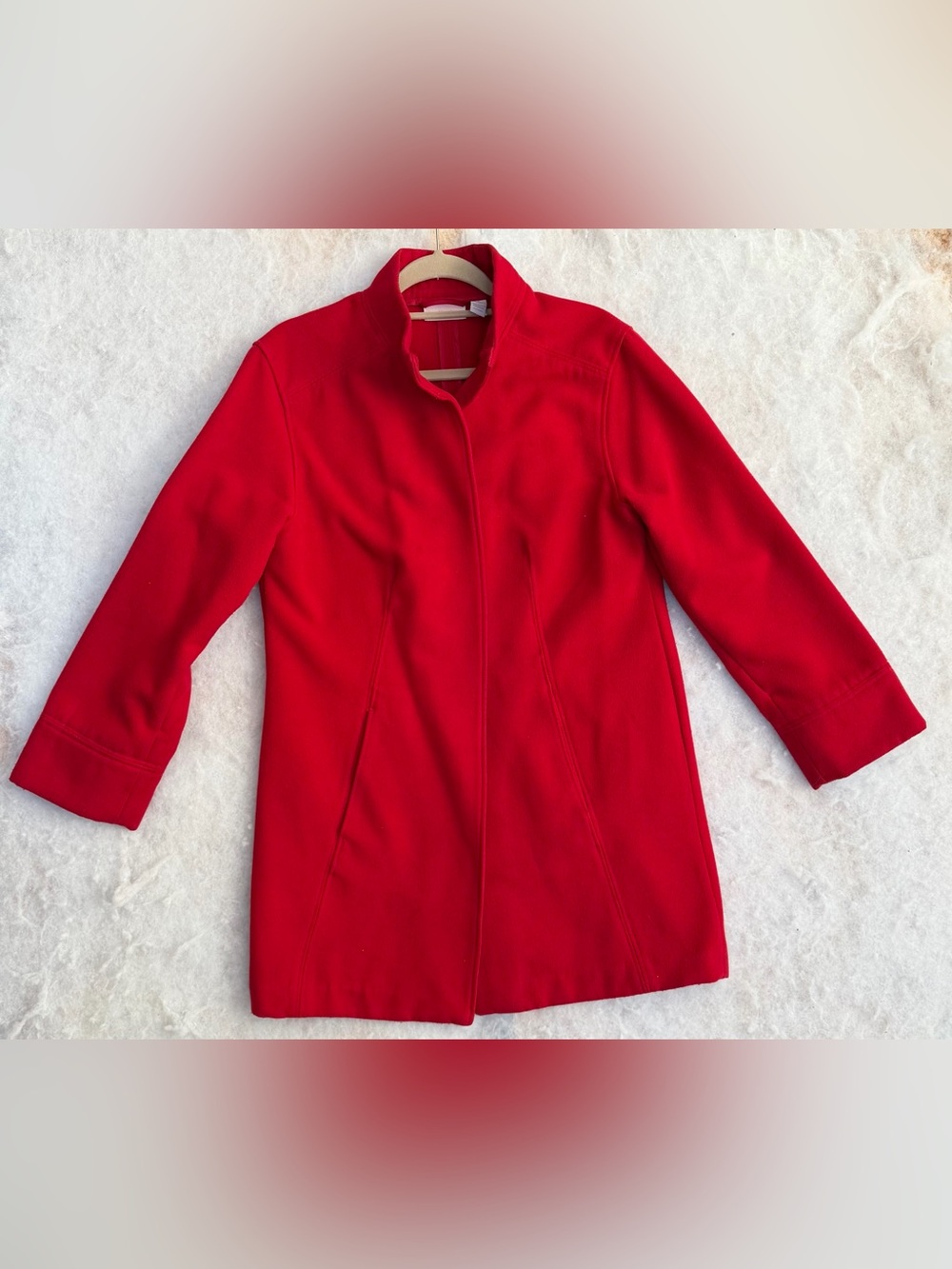 Chico's Vibrant Red Pea Coat with Stand Collar (SKU892)